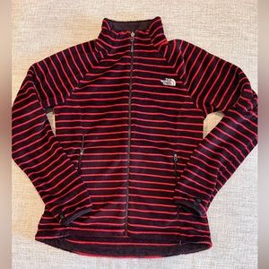 Red and maroon fuzzy northface